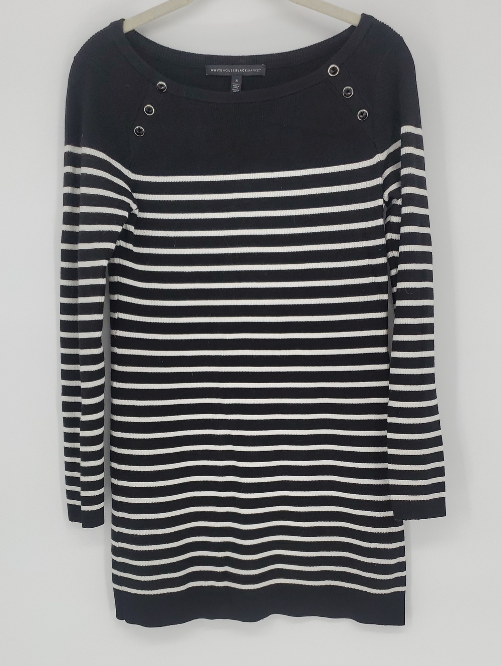 White House Black Market Rhinestone Buttons Striped Sweater Womens Size Small